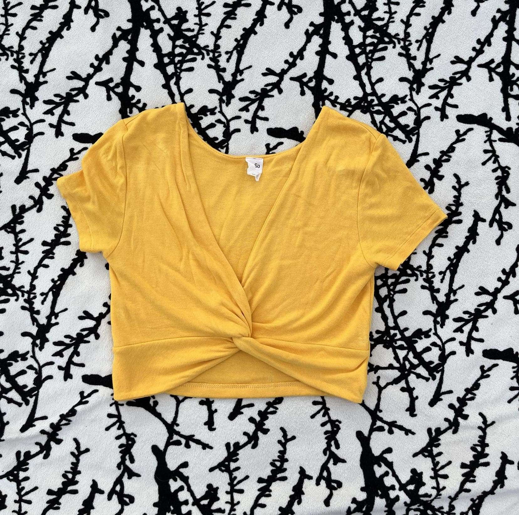 Mustard Tie Front Top